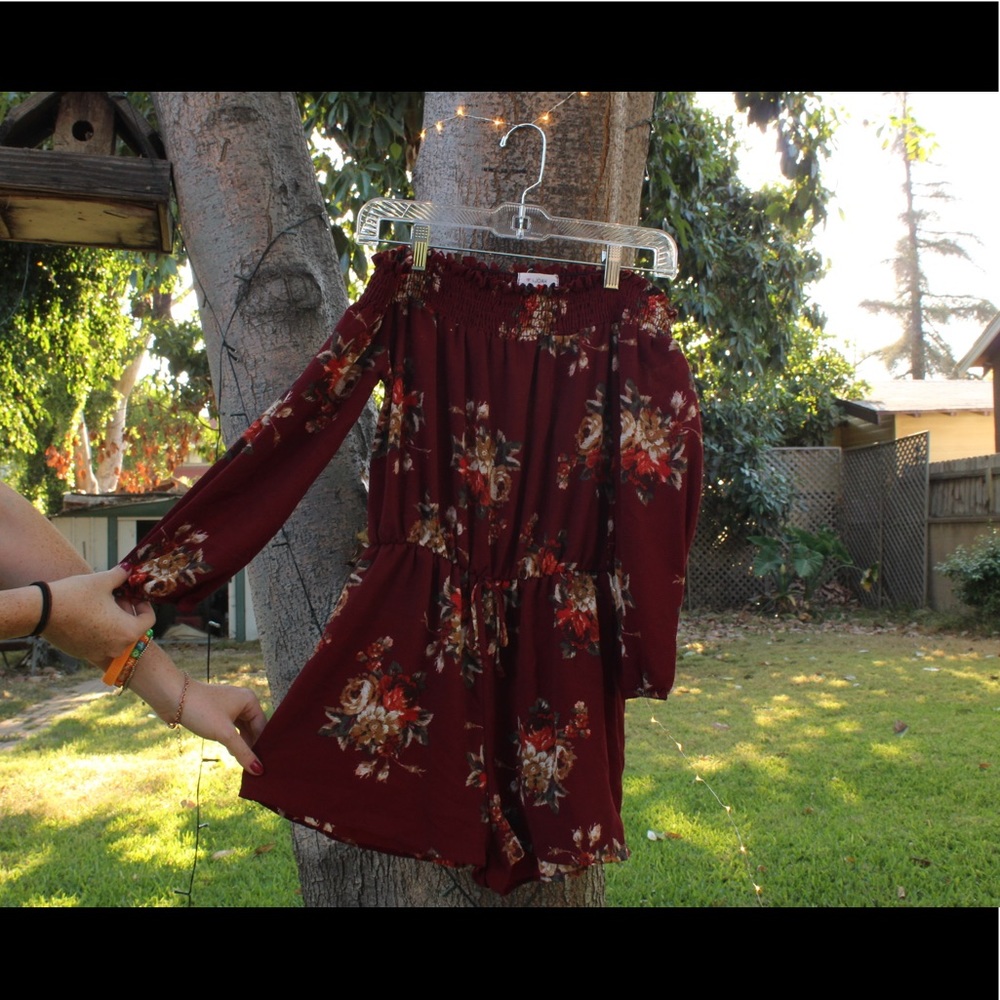 Maroon Floral Romper